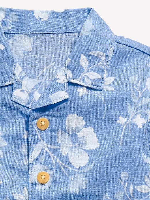 Image number 4 showing, Printed Short-Sleeve Linen-Blend Shirt for Baby