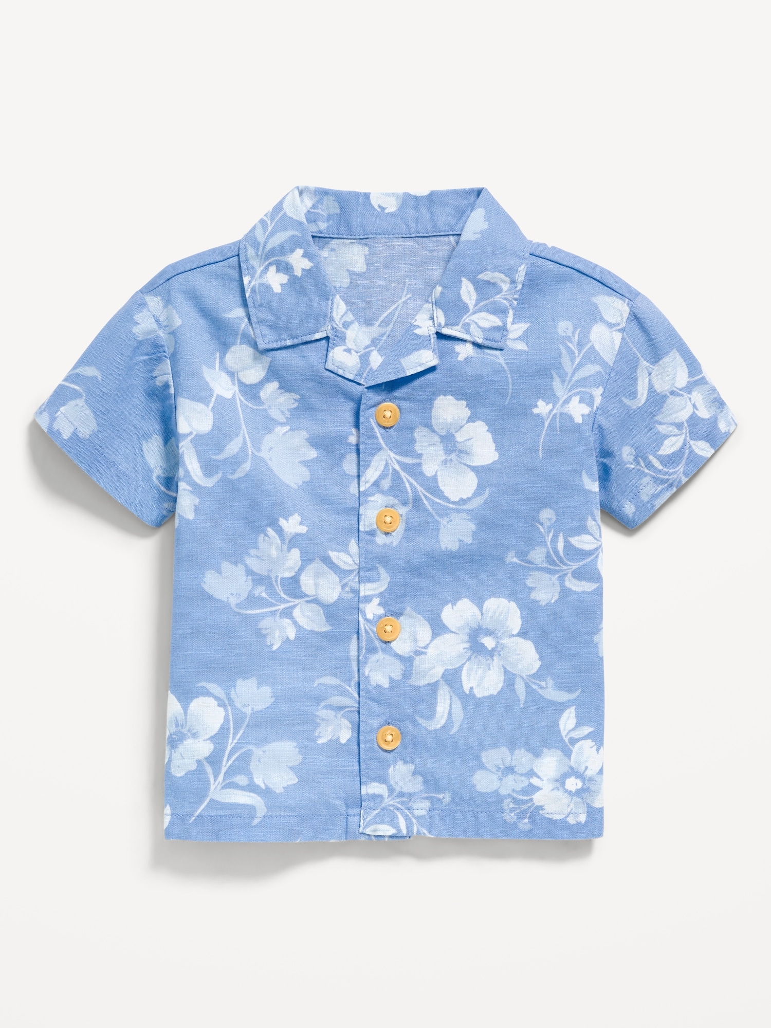 Printed Short-Sleeve Linen-Blend Shirt for Baby