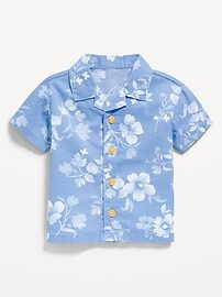 Image number 2 showing, Printed Short-Sleeve Linen-Blend Shirt for Baby