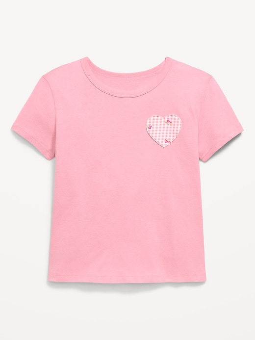 Image number 1 showing, Softest Short-Sleeve Heart-Pocket T-Shirt for Girls