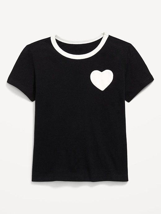 Image number 1 showing, Softest Short-Sleeve Heart-Pocket T-Shirt for Girls