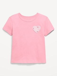 Softest Short-Sleeve Heart-Pocket T-Shirt for Girls