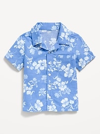 Image number 1 showing, Printed Linen-Blend Pocket Shirt for Toddler Boys