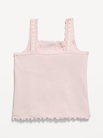 Image number 3 showing, Fitted Lace-Trim Pointelle Tank Top for Girls