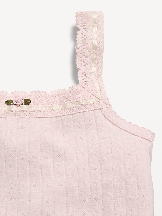 Image number 4 showing, Fitted Lace-Trim Pointelle Tank Top for Girls