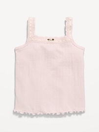 Image number 1 showing, Fitted Lace-Trim Pointelle Tank Top for Girls