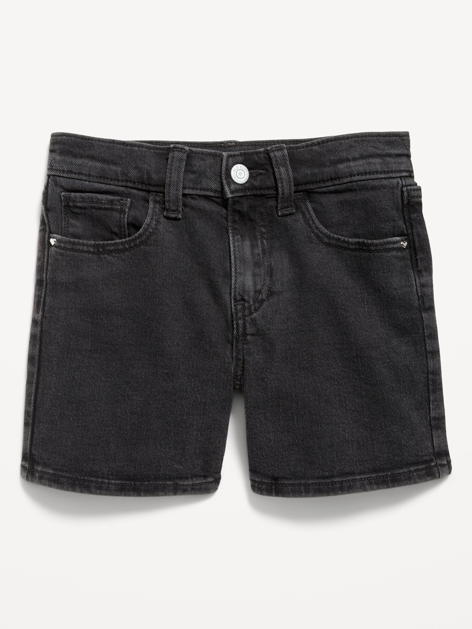 Шорты Old Navy High-Waisted Hearts Jean Midi Shorts для девочек, цвет: Чёрный варёный — фото 4