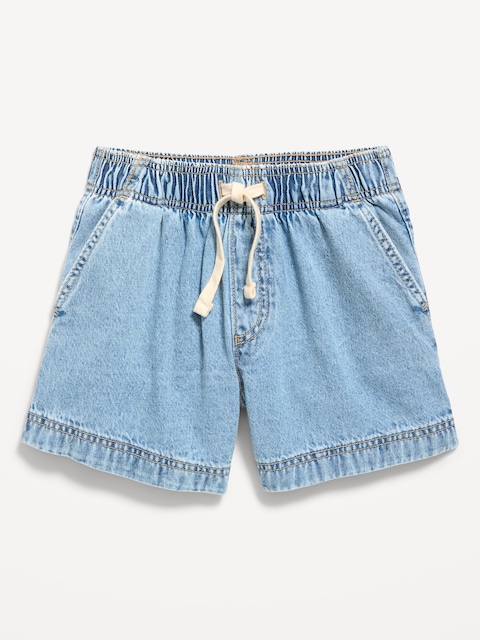 High-Waisted Pull-On Jean Shorts for Girls