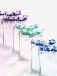Image number 2 showing, Ruffle Quarter-Crew Socks 3-Pack for Girls