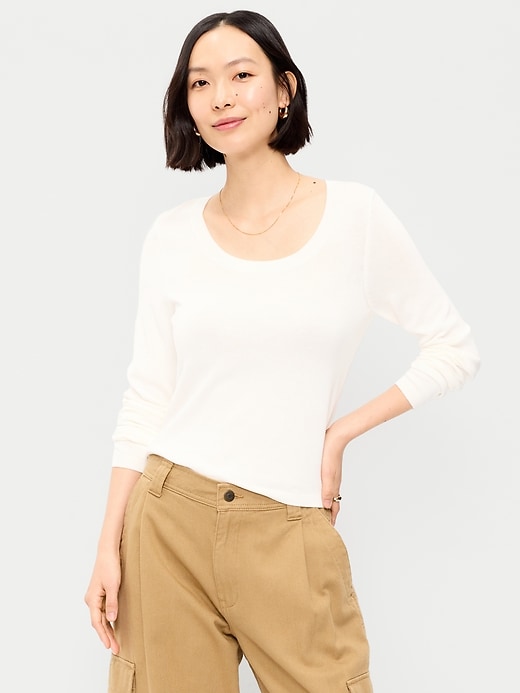 Image number 1 showing, Fitted Scoop-Neck Jersey Sweater