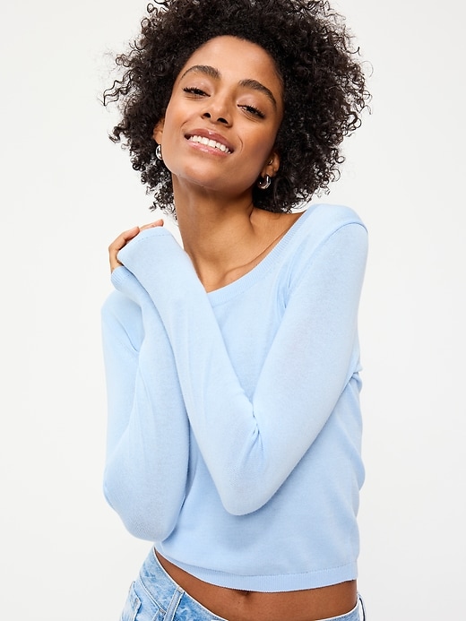 Image number 3 showing, Fitted Scoop-Neck Jersey Sweater