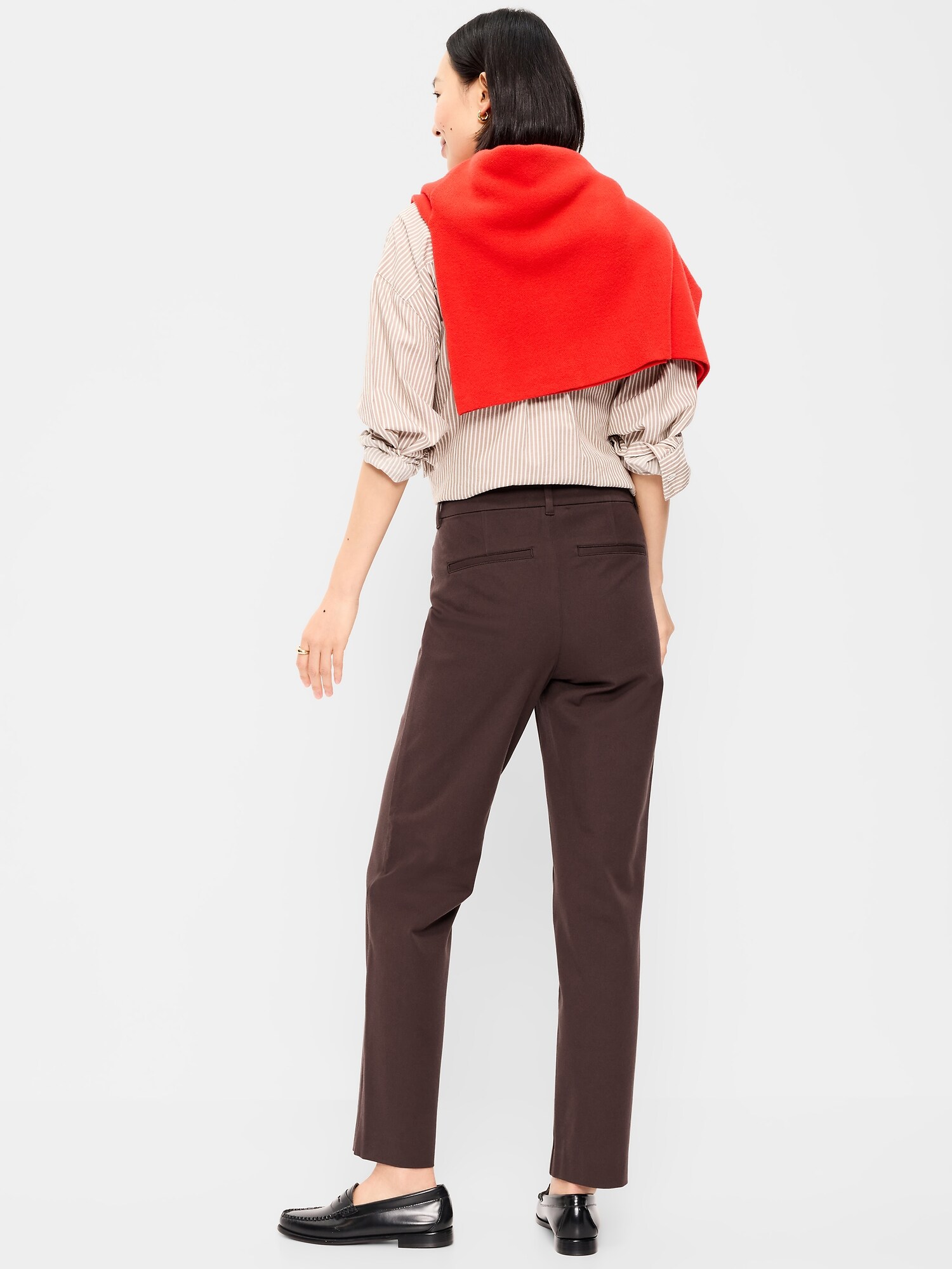 Женские брюки Old Navy High-Waisted Pixie Straight, цвет: Чёрный кофейный — фото 3