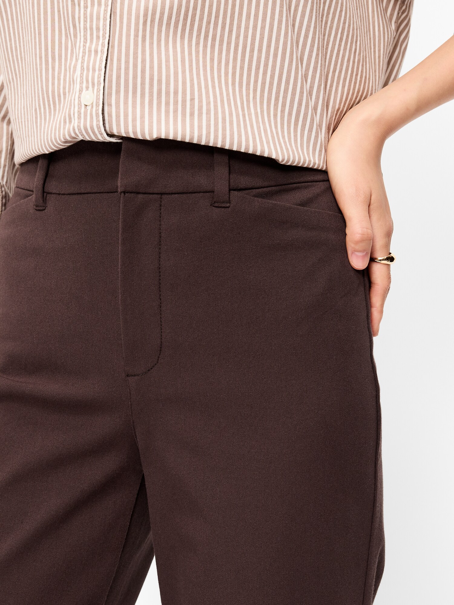 Женские брюки Old Navy High-Waisted Pixie Straight, цвет: Чёрный кофейный — фото 4