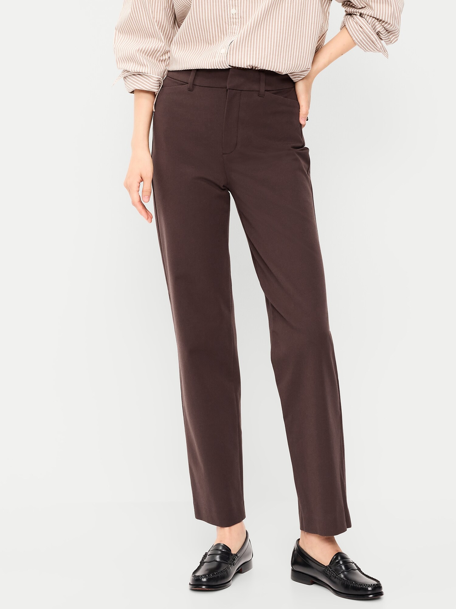 Женские брюки Old Navy High-Waisted Pixie Straight, цвет: Чёрный кофейный — фото 2