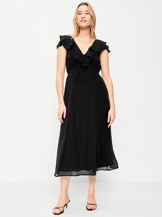 Image number 6 showing, Ruffle-Sleeve Fit & Flare Midi Dress