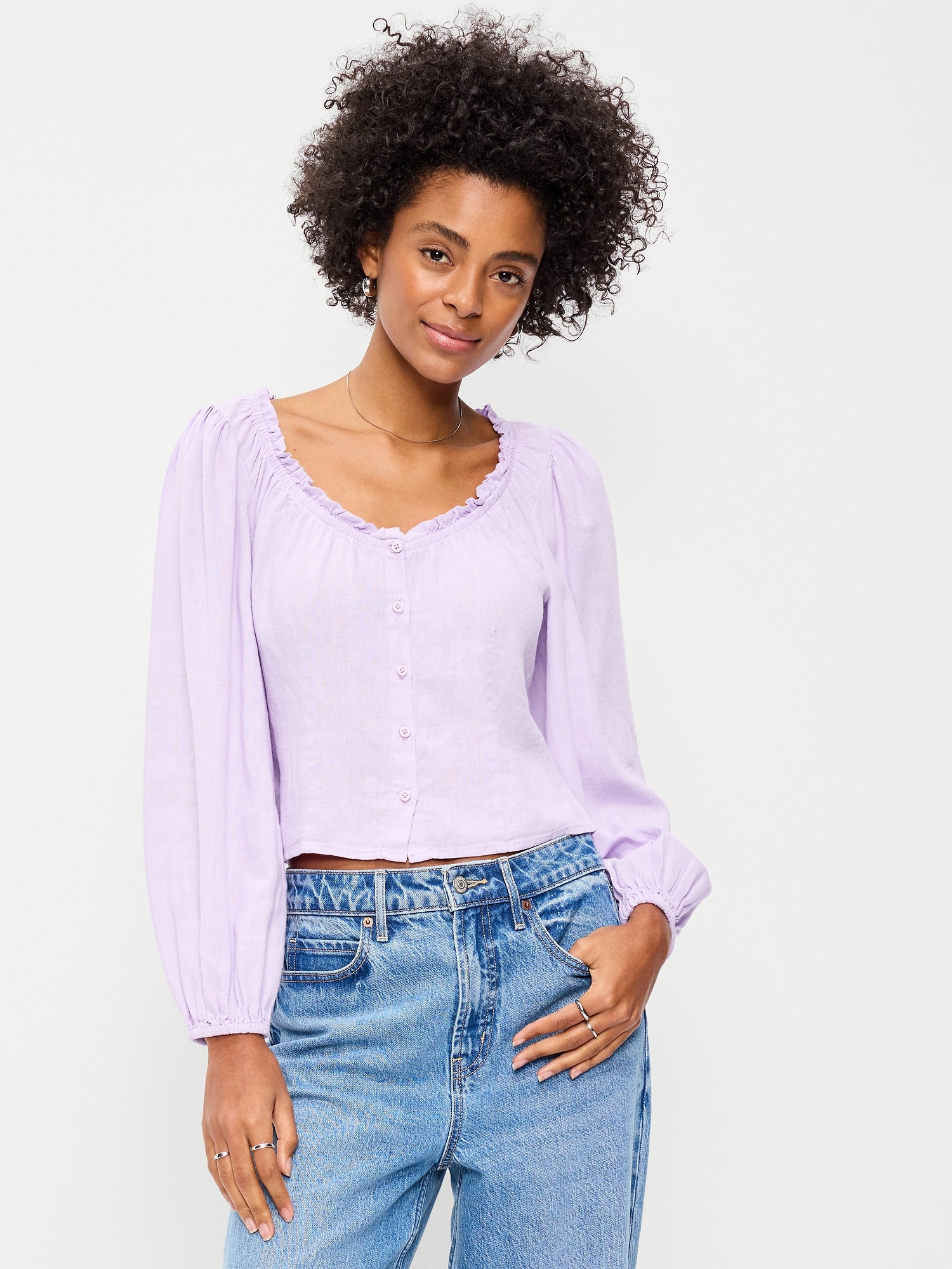 Long-Sleeve Button-Down Top - image 4