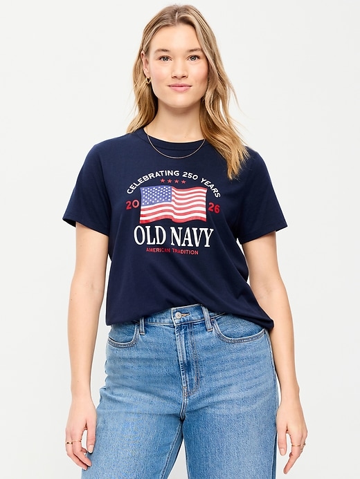 Image number 6 showing, Crew-Neck Flag Graphic T-Shirt