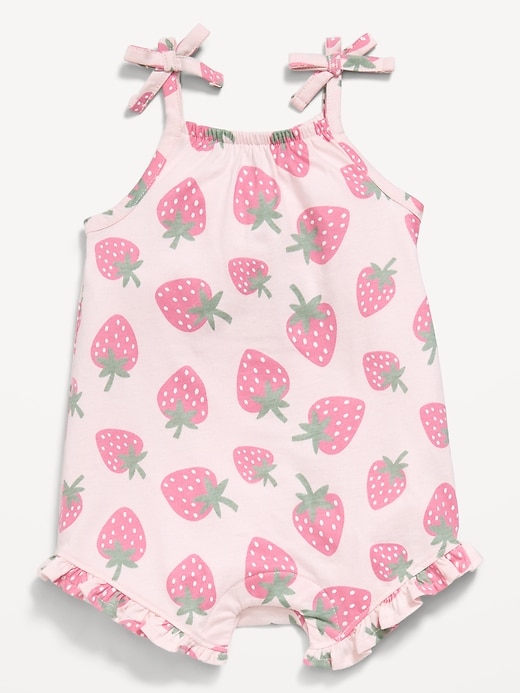 Image number 2 showing, Printed Sleeveless Tie-Strap Romper for Baby