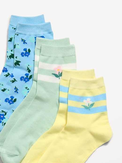 Image number 2 showing, Novelty Quarter Crew Socks 3-Pack for Women