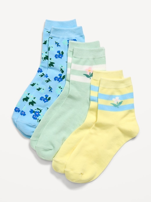 Image number 1 showing, Novelty Quarter Crew Socks 3-Pack for Women