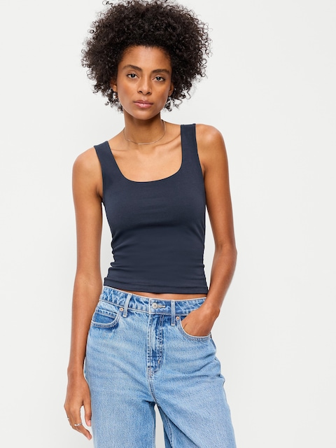 Hug Double-Layer Scoop-Neck Tank Top
