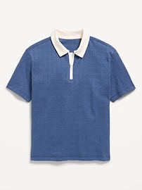Image number 1 showing, Short-Sleeve Quarter-Zip Polo Shirt for Boys