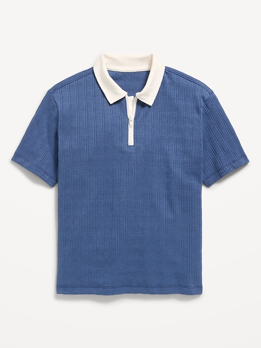 Image number 2 showing, Short-Sleeve Quarter-Zip Polo Shirt for Boys
