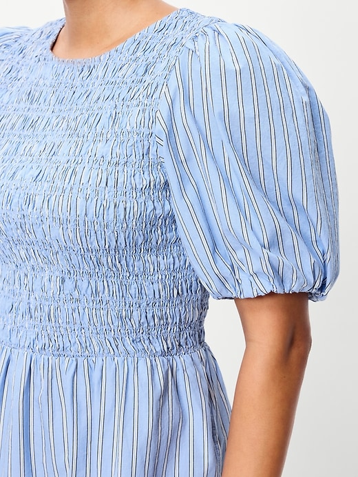 Image number 5 showing, Smocked Puff-Sleeve Flare Mini Dress