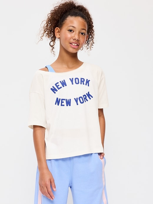 Image number 1 showing, Off-Shoulder Graphic T-Shirt for Girls