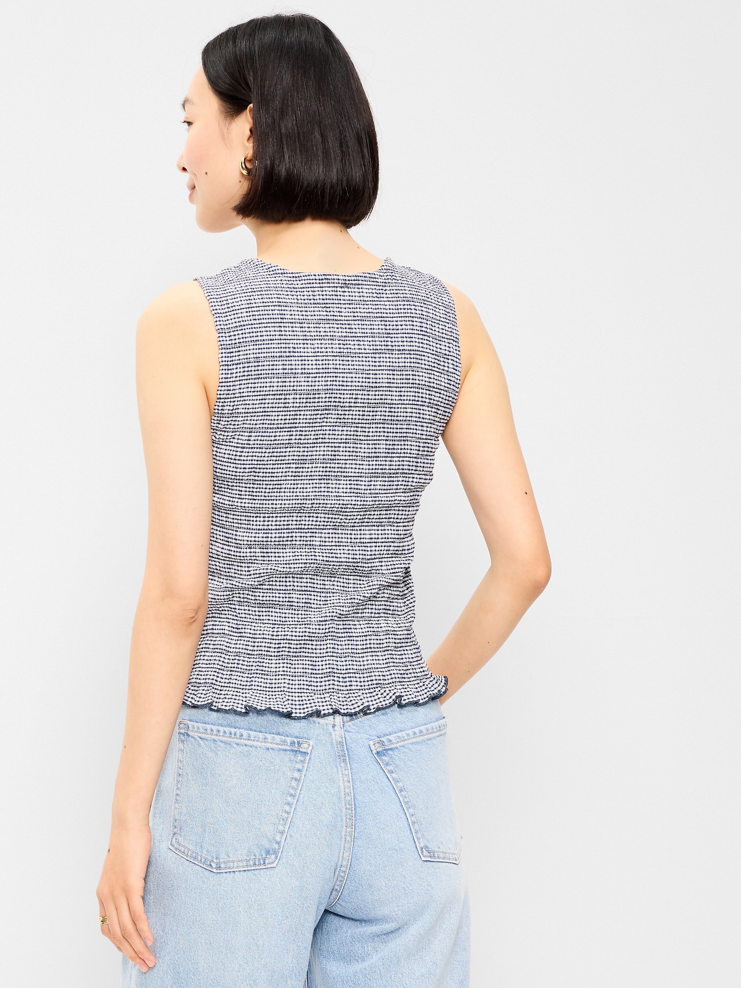 Sleeveless Smocked Tank Top
