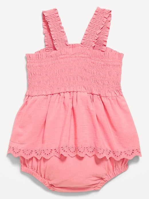 Image number 3 showing, Printed Ruffled Smocked Romper for Baby