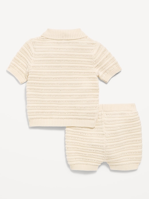 Image number 3 showing, Crochet Sweater-Knit Shirt and Shorts Set for Baby