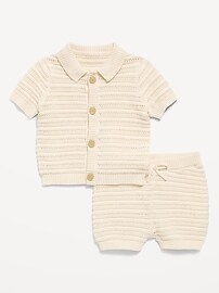 Image number 2 showing, Crochet Sweater-Knit Shirt and Shorts Set for Baby