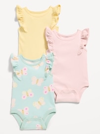 Image number 1 showing, Ruffle-Trim Ribbed Bodysuit 3-Pack for Baby