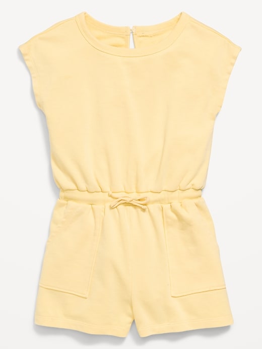 Image number 2 showing, Short-Sleeve French Terry Utility Romper for Girls