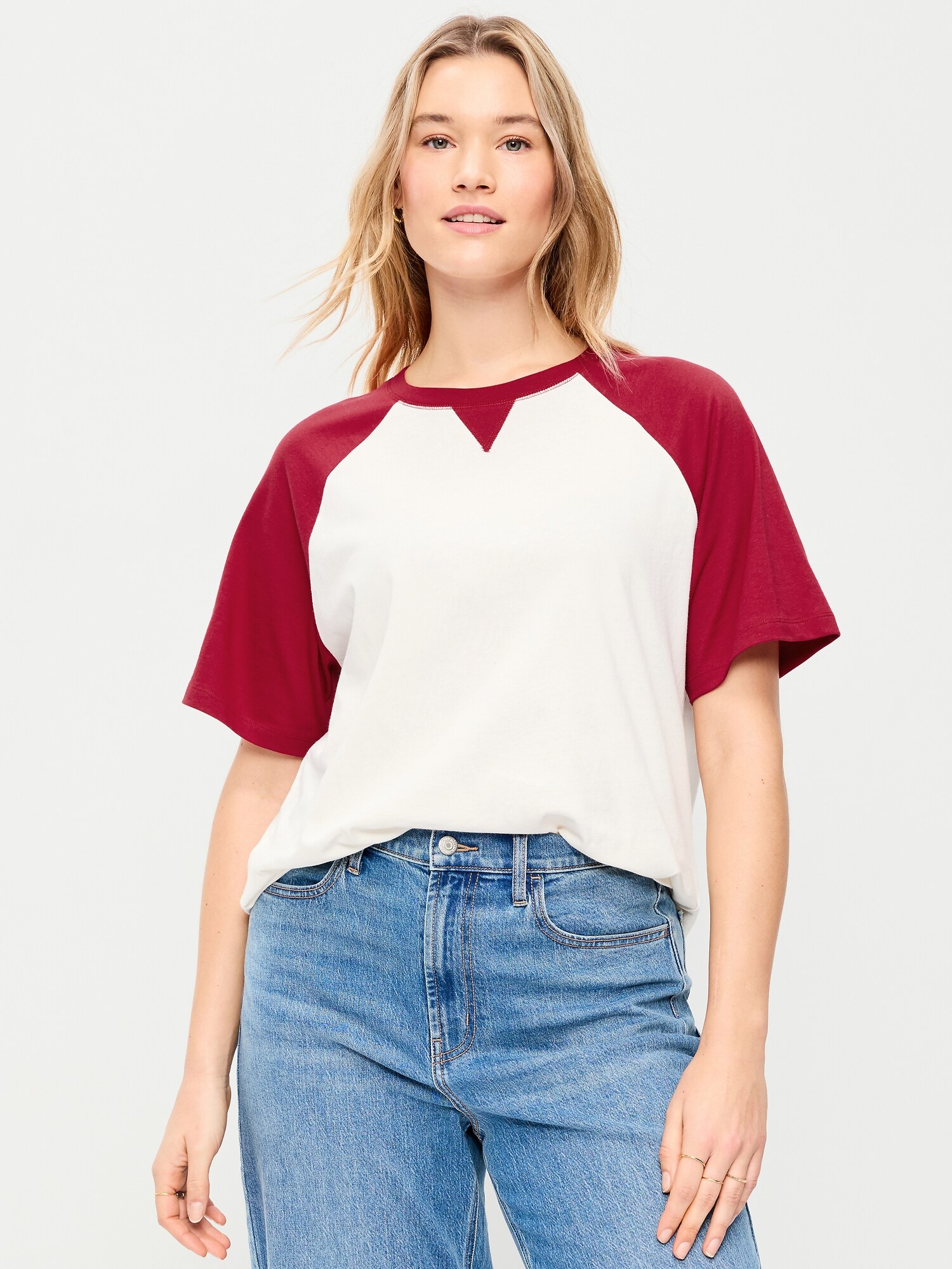 Женская футболка Old Navy Vintage Crew-Neck Raglan, цвет: Annatto — фото 5