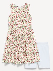 Image number 1 showing, Sleeveless Fit and Flare Dress and Biker Shorts Set for Girls