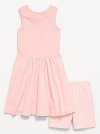 Image number 1 showing, Sleeveless Fit and Flare Dress and Biker Shorts Set for Girls