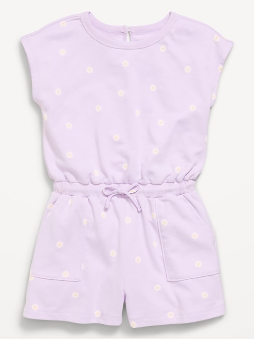 Image number 3 showing, Short-Sleeve French Terry Utility Romper for Girls