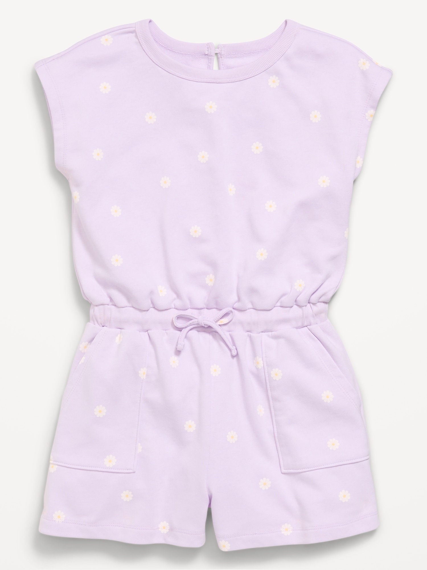 Short-Sleeve French Terry Utility Romper for Girls