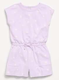 Image number 3 showing, Short-Sleeve French Terry Utility Romper for Girls