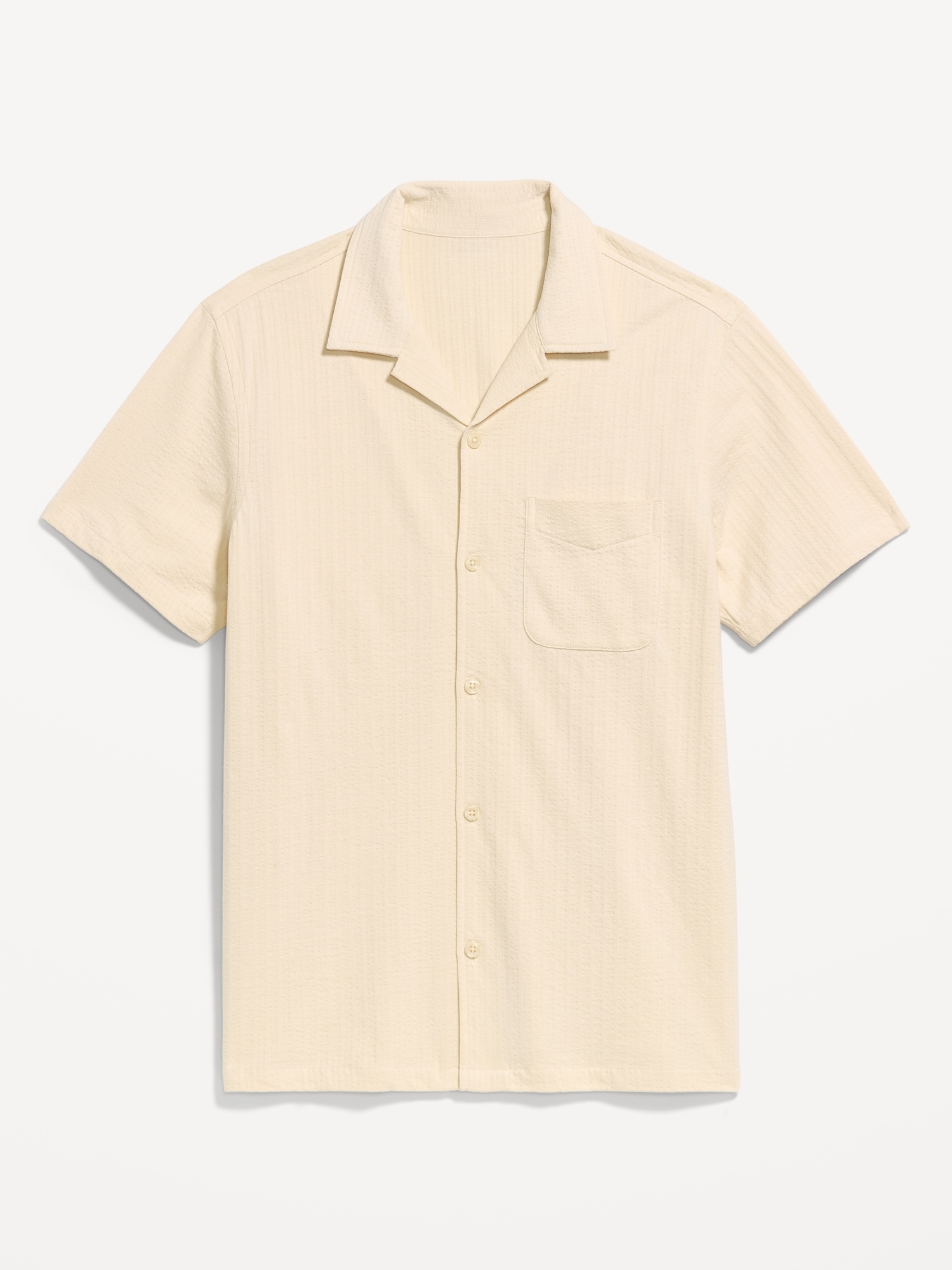 Short-Sleeve Textured Camp Shirt