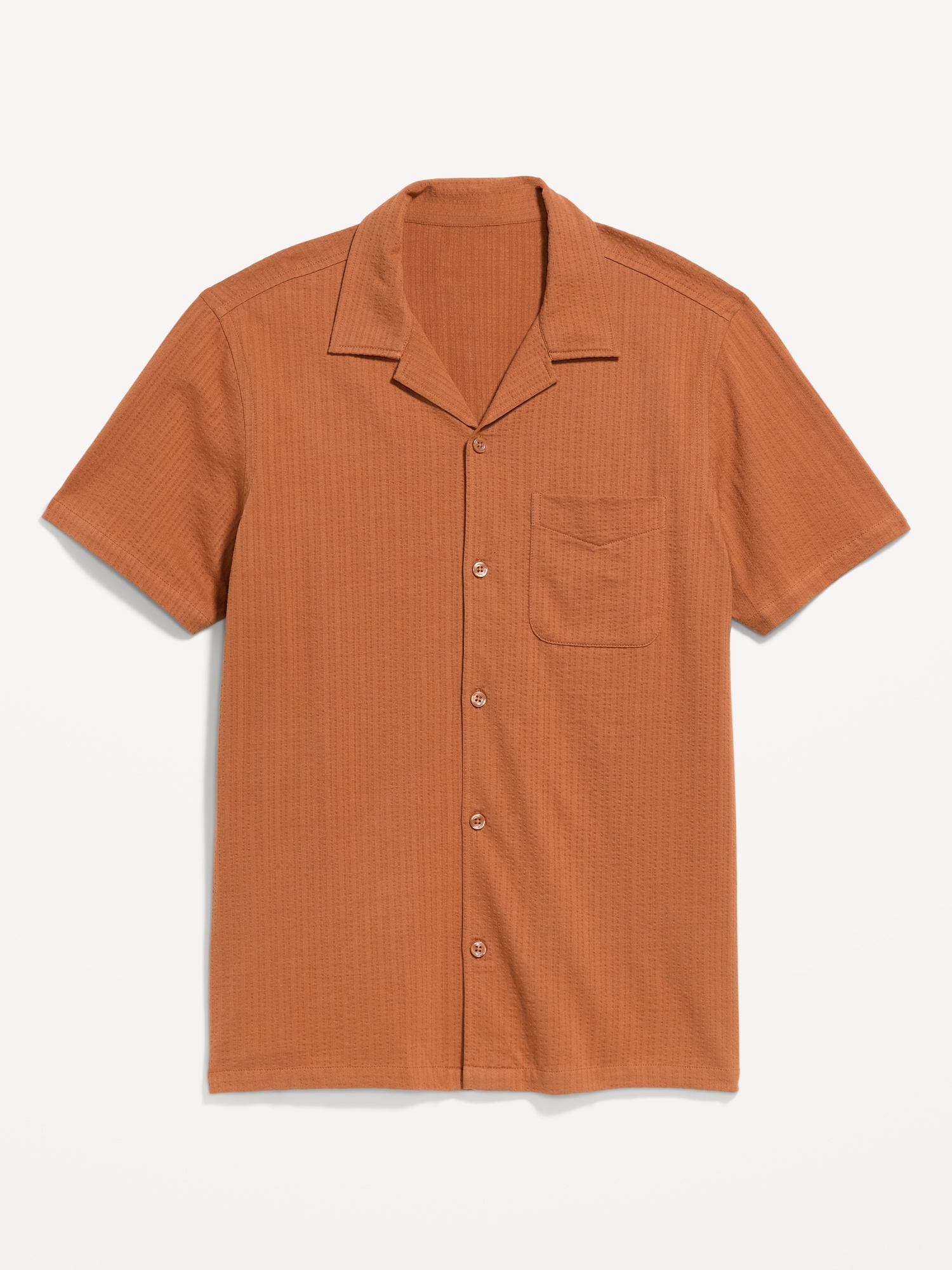 Short-Sleeve Textured Camp Shirt