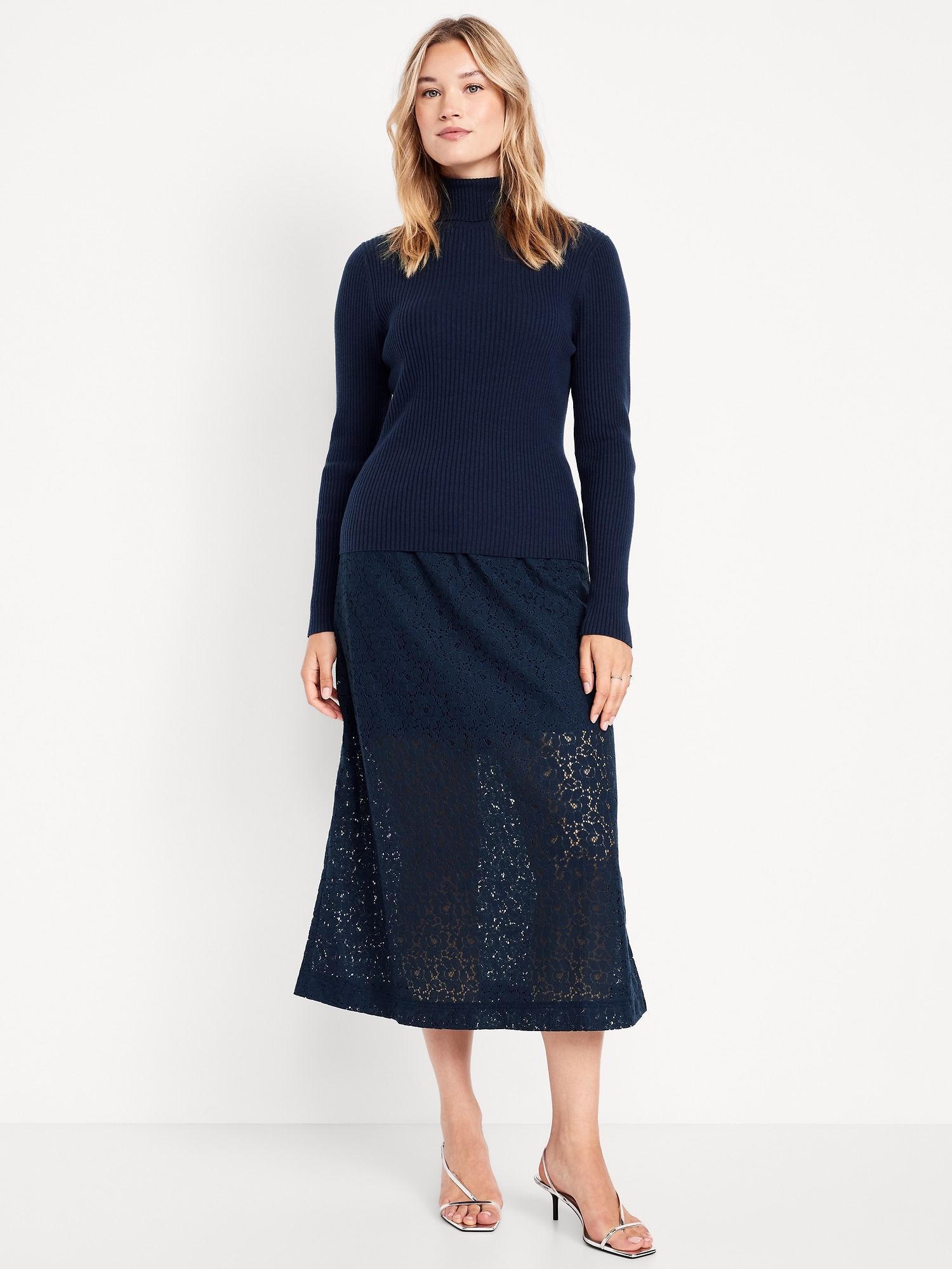 High-Waisted Lace Midi Skirt - image 4