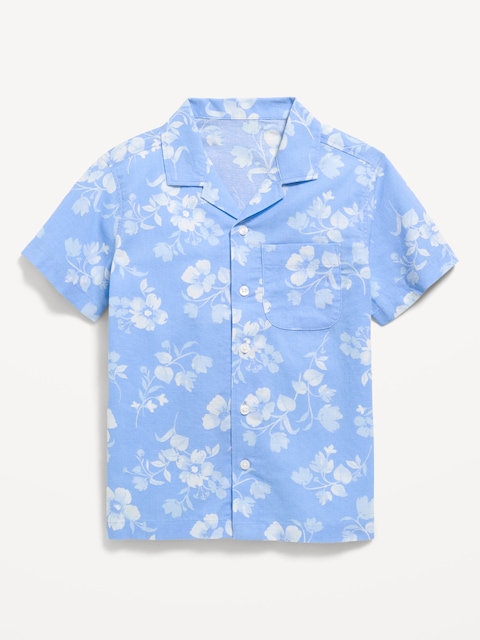 Printed Short-Sleeve Linen-Blend Shirt for Boys