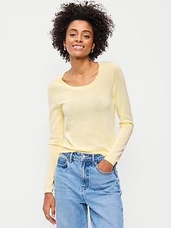 Fitted Scoop-Neck Jersey Sweater