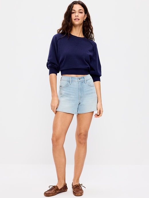 Image number 1 showing, High-Waisted Wow Baggy Jean Shorts -- 4-inch inseam