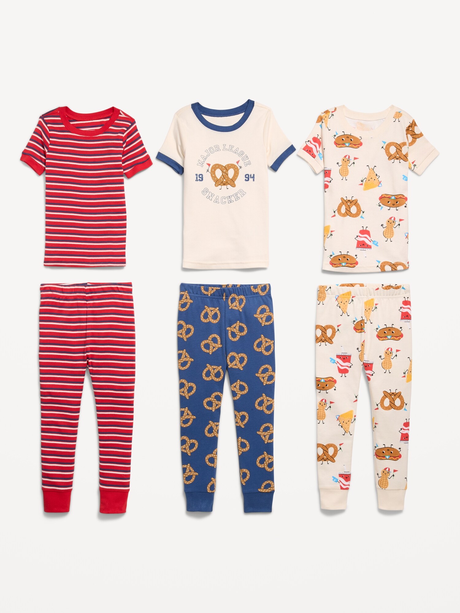 Пижама Snug-Fit Printed для детей, 6 предметов — Old Navy, цвет: Toasted Pretzel — фото 2