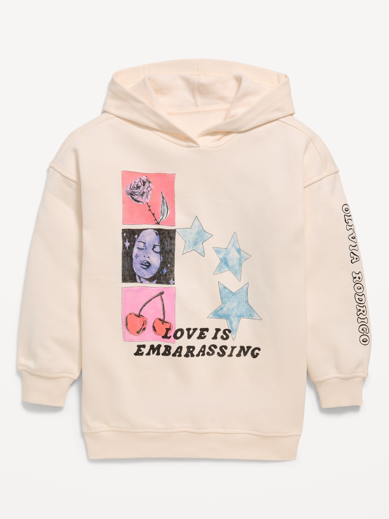Худи Old Navy Olivia Rodrigo™ Oversized Graphic Tunic для девочек, цвет: Creme De La Creme — фото 2