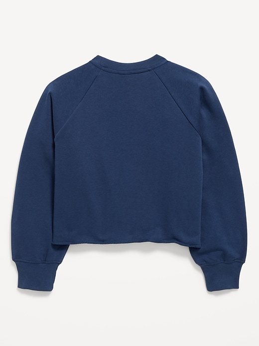 Image number 3 showing, Lace-Trim French Terry Cropped Sweatshirt for Girls